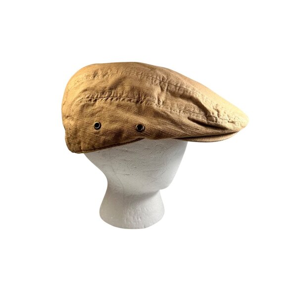 Vintage-Inspired Tan Newsboy Men's Cap Lightweight Ventilation Eyelets Heritage - Picture 4 of 7